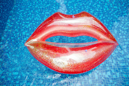 Inflatable Lips Floating Row Rose Gold Champagne Powder Lips Swimming Ring Sequined Red Lip Floating Bed