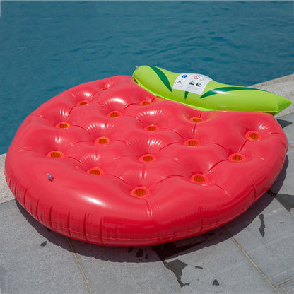 Inflatable Swimming Ring Strawberry Floating Row Water Floating Bed Air Cushion Recliner Adult Swimming Auxiliary Inflatable Bed Swimming Ring