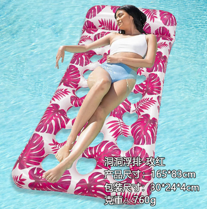 Large Inflatable Water Hammock with Sequin Gradient Float and Heart-Shaped Cutout Water Toy