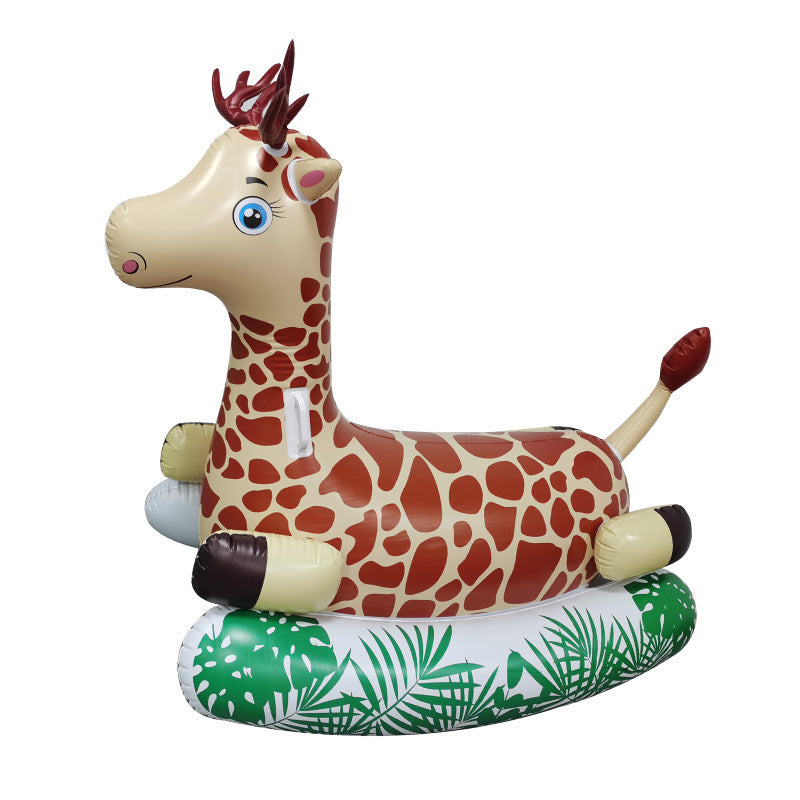 Inflatable Flamingo Zebra Rocking Chair Inflatable Dinosaur Giraffe Mount Children Water Whale Floating Row