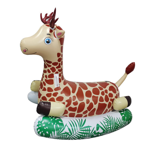 Inflatable Flamingo Zebra Rocking Chair Inflatable Dinosaur Giraffe Mount Children Water Whale Floating Row