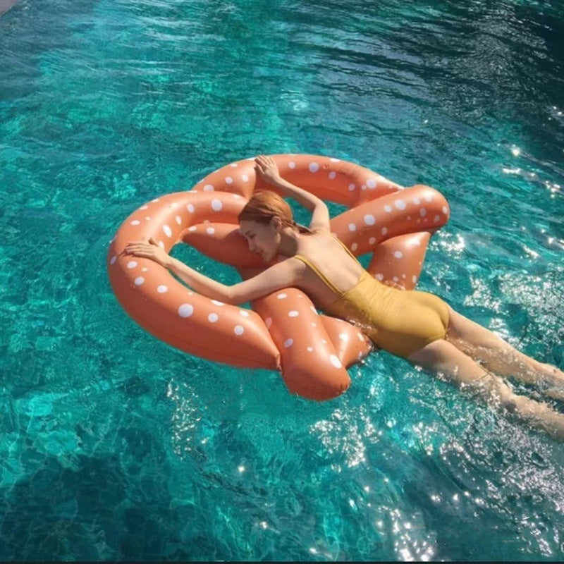 Manufacturer Spot PVC Inflatable Bagel Floating Row Adult Water Entertainment Floating Bed Thickened 3-person Bagel Swimming Ring