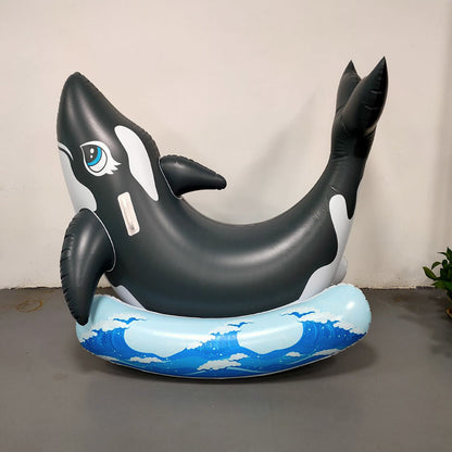 Inflatable Flamingo Zebra Rocking Chair Inflatable Dinosaur Giraffe Mount Children Water Whale Floating Row