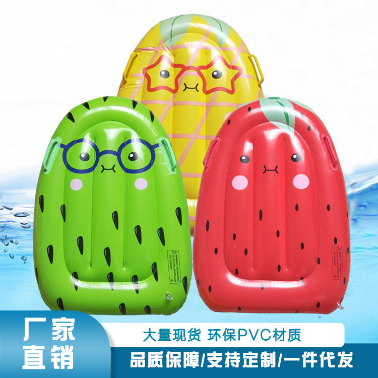 New Children's Fruit Floating Row PVC Inflatable Surfboard with Handle Water Floating Bed Recliner Children's Water Toy