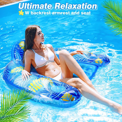 New Inflatable Floating Row Water U-shaped Transparent Recliner Foldable Backrest Floating Row Sofa Floating Bed with Handle