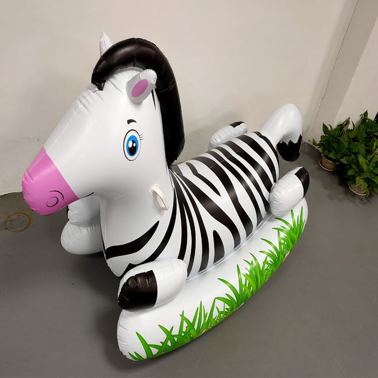 Inflatable Flamingo Zebra Rocking Chair Inflatable Dinosaur Giraffe Mount Children Water Whale Floating Row