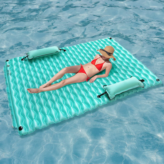 Inflatable Water Double Floating Bed Large Inflatable Floating Mat PVC Thickened Lake Lounge Chair Wear-resistant Water Hammock