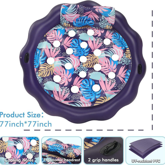 Thickened Oversized Adult Water Inflatable Round Floating Row Floating Bed Reclining Chair Mesh Cloth Double Floating Ring