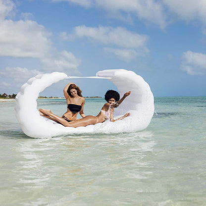 Large Inflatable Lounge Chair PVC Floating Row Bali Cabana Swimming Pool Floating Bed Sunshade Water Hammock