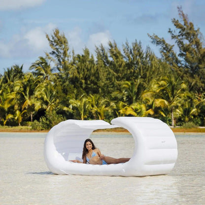 Large Inflatable Lounge Chair PVC Floating Row Bali Cabana Swimming Pool Floating Bed Sunshade Water Hammock